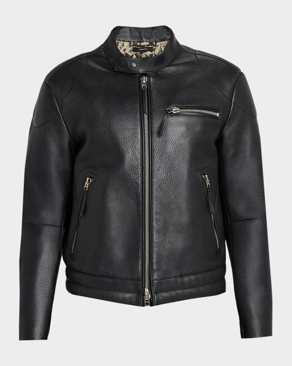 TOM FORD Men's Pebbled Leather Biker Jacket