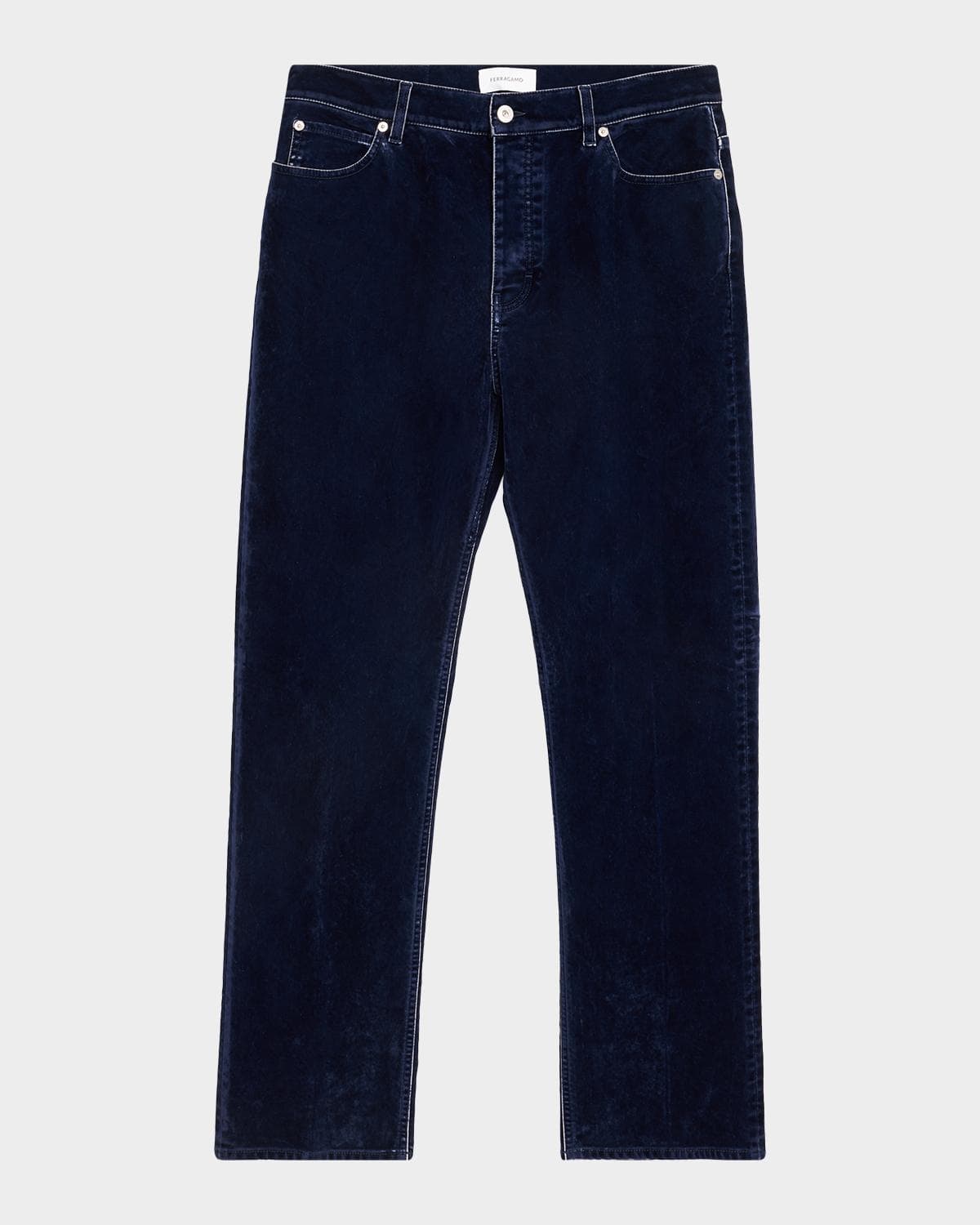 FERRAGAMO Men's Bleached-Effect Straight Leg Five-Pocket Pants