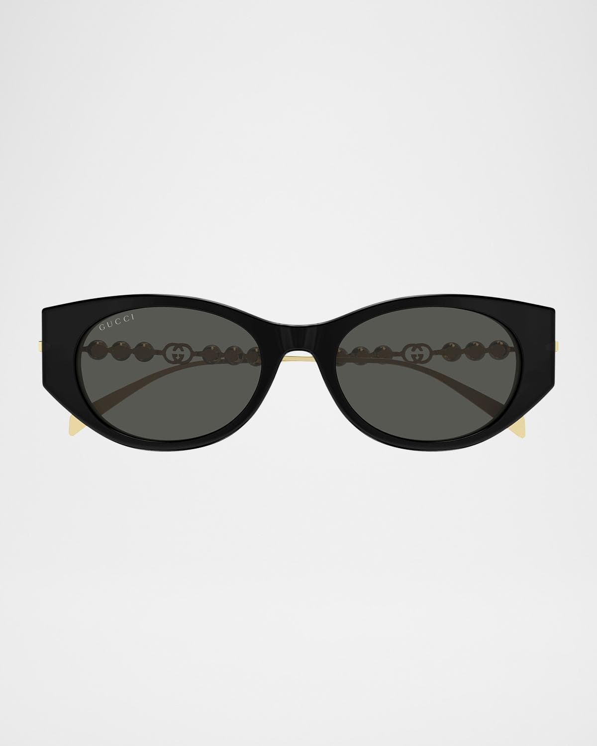Gucci Pearls and Strass 54mm Cat-Eye Acetate Sunglasses