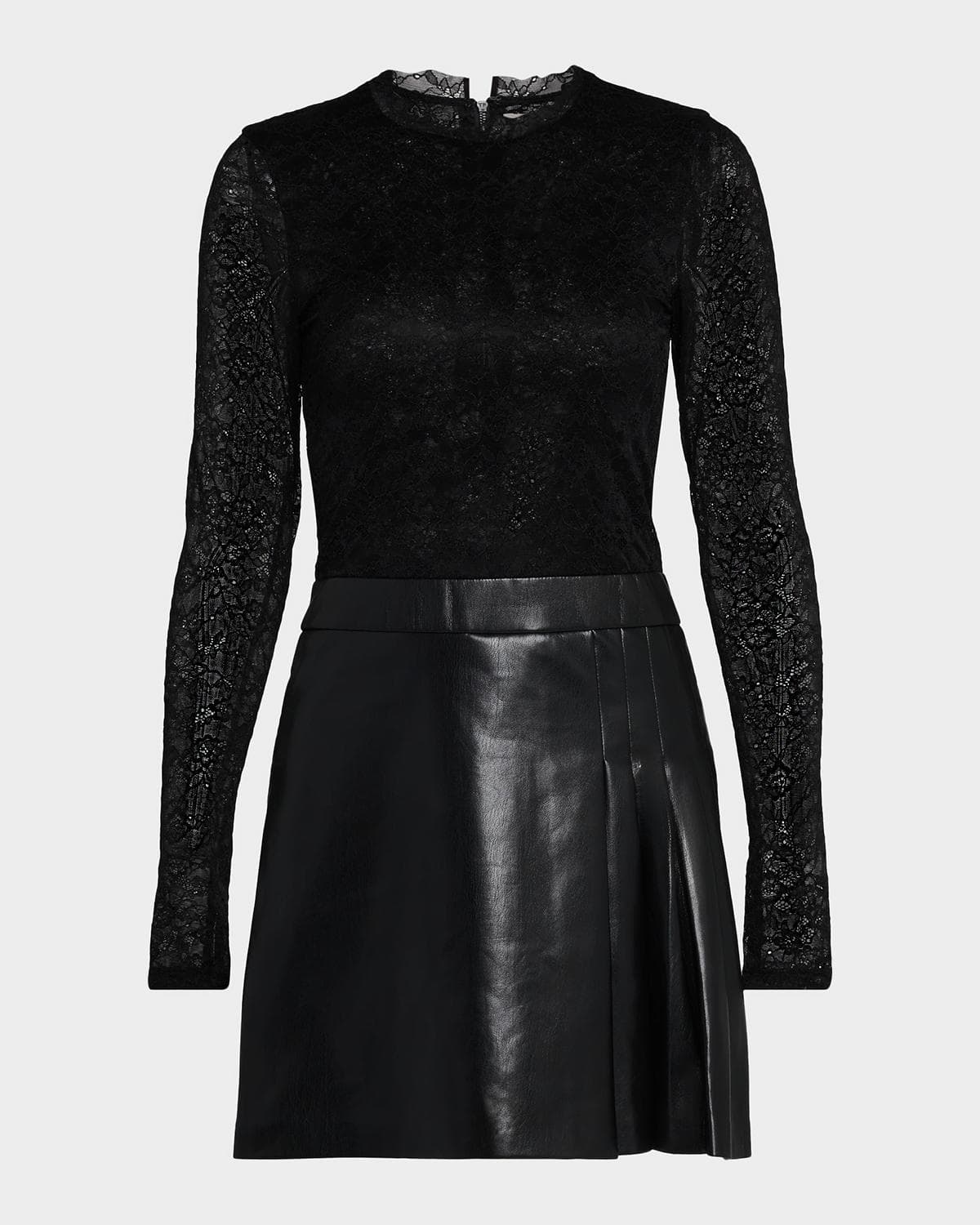 ALICE + OLIVIA Chara Lace Combo Mini Dress