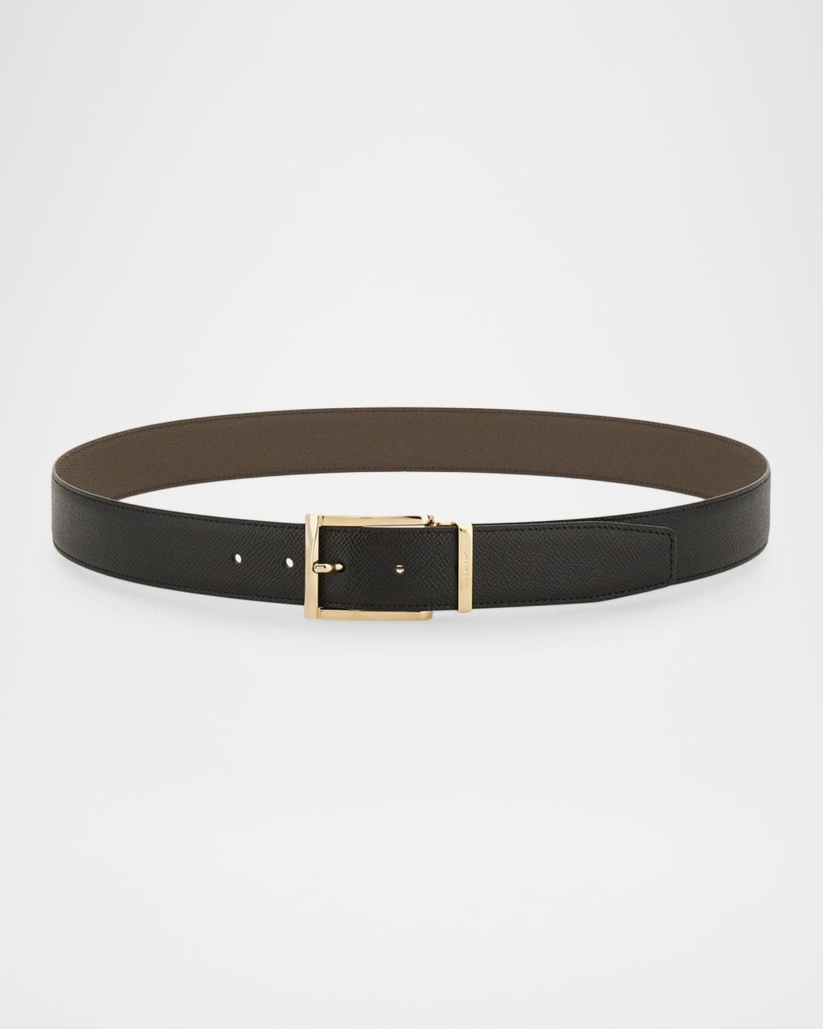 FERRAGAMO Men's Reversible Hammered Leather Rectangle-Buckle Belt
