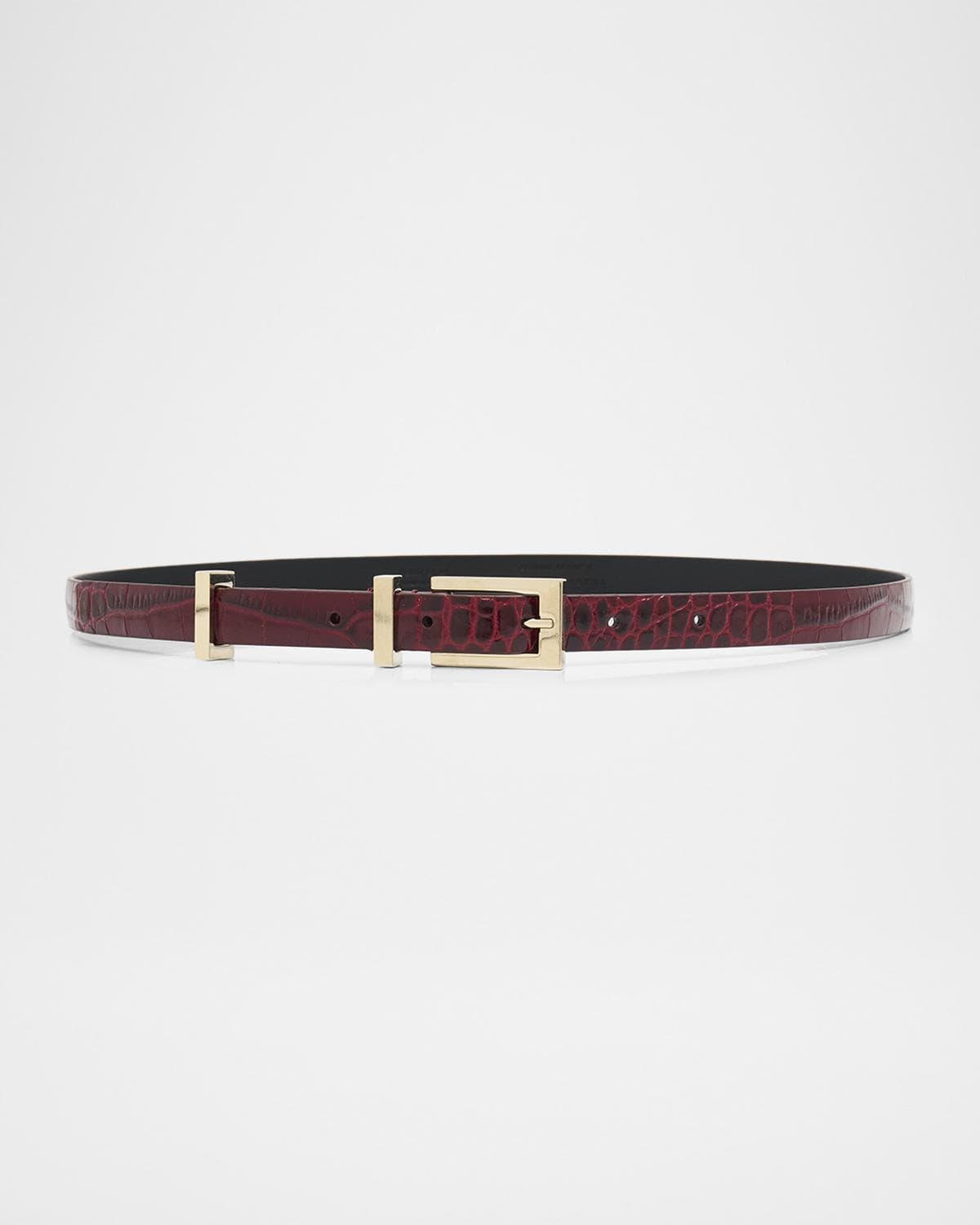 TOM FORD Shiny Stamped Croc-Embossed Leather Belt