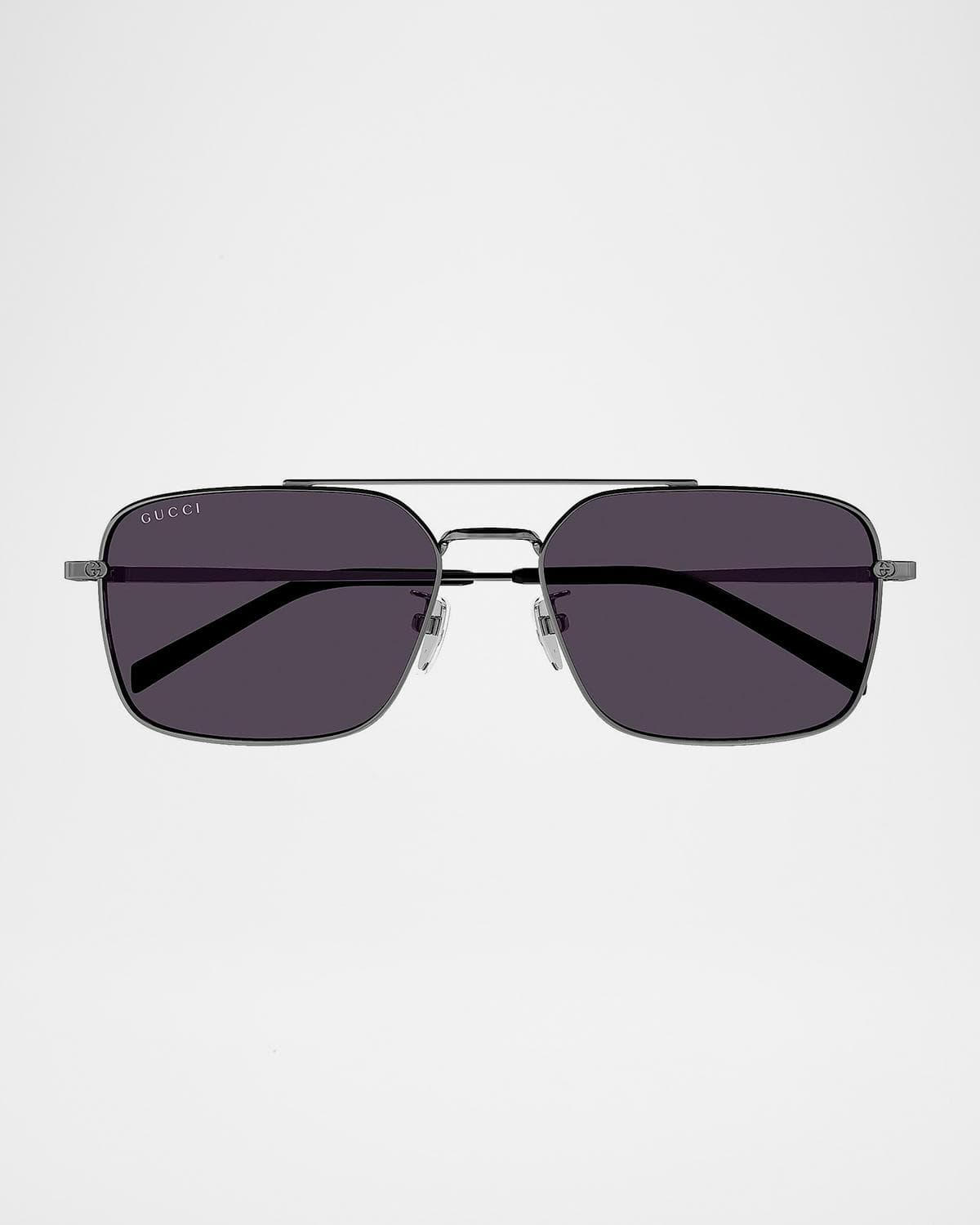 Gucci Men's Petit GG 58mm Metal Navigator Sunglasses