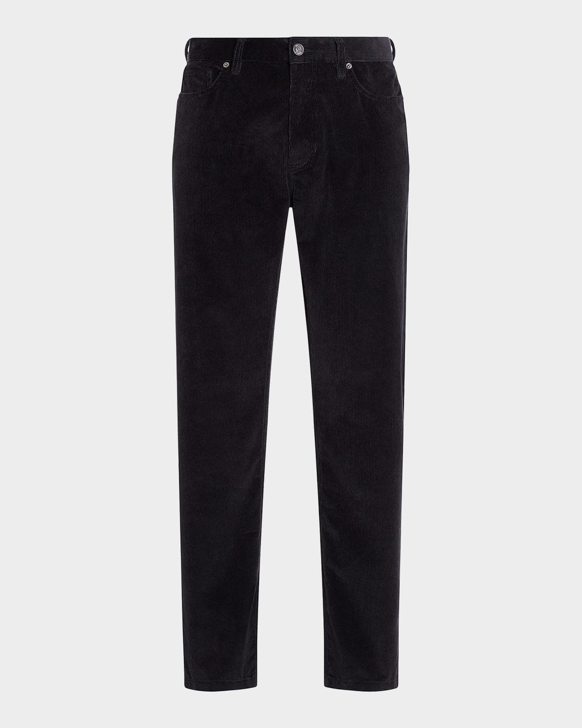 ZEGNA Men's Dark Gray Corduroy Straight-Leg Jeans · 33