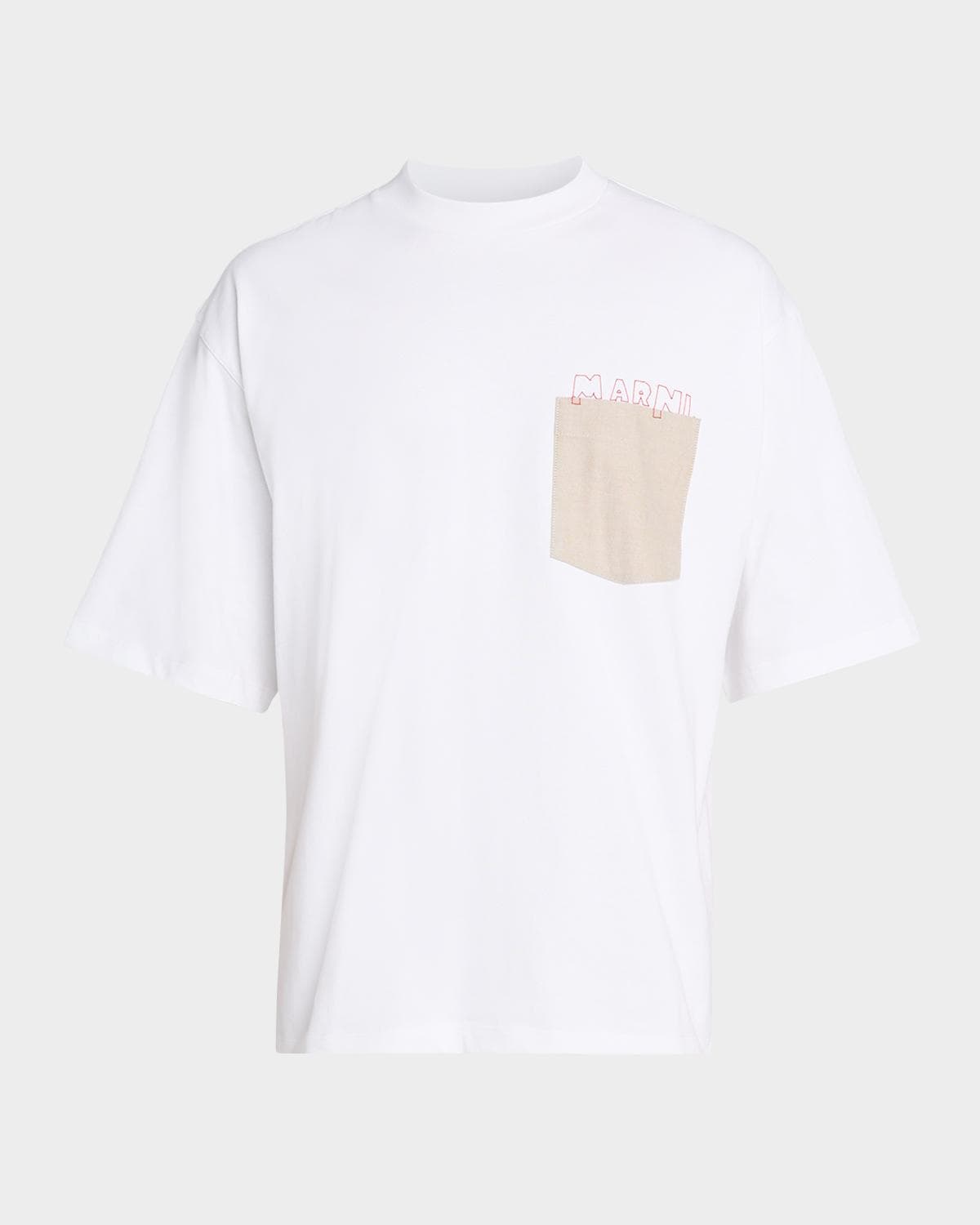 Marni Men's Cotton Relaxed-Fit Mending Logo Pocket T-Shirt