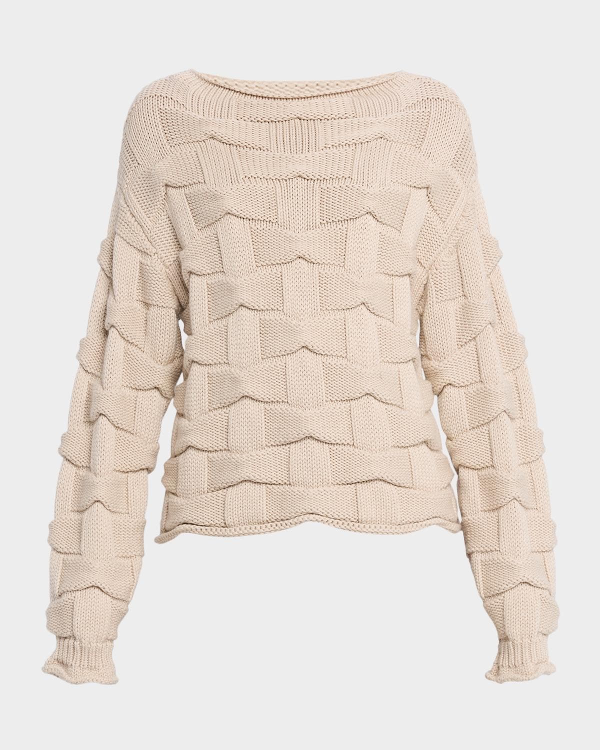 Lafayette 148 New York Chunky Basket-Weave Wool Knit Sweater · SMALL / X-LARGE