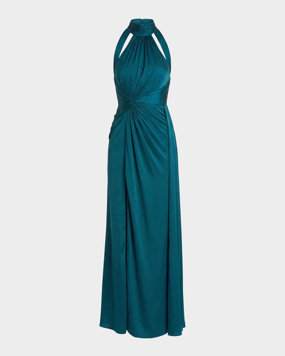 Mac Duggal Halterneck Open-Back Satin Gown