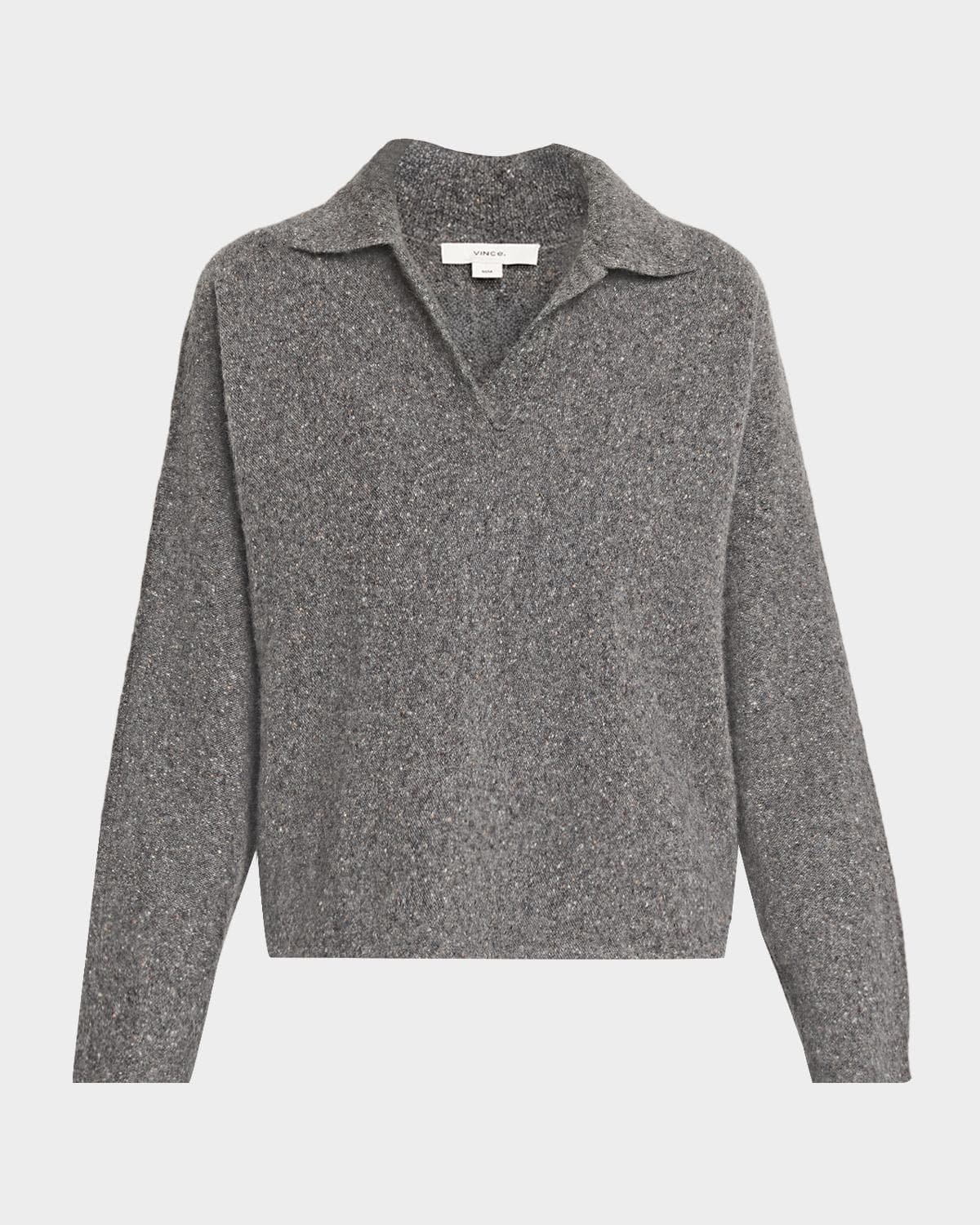 Vince Donegal Plush Cashmere Dolman-Sleeve Polo Sweater