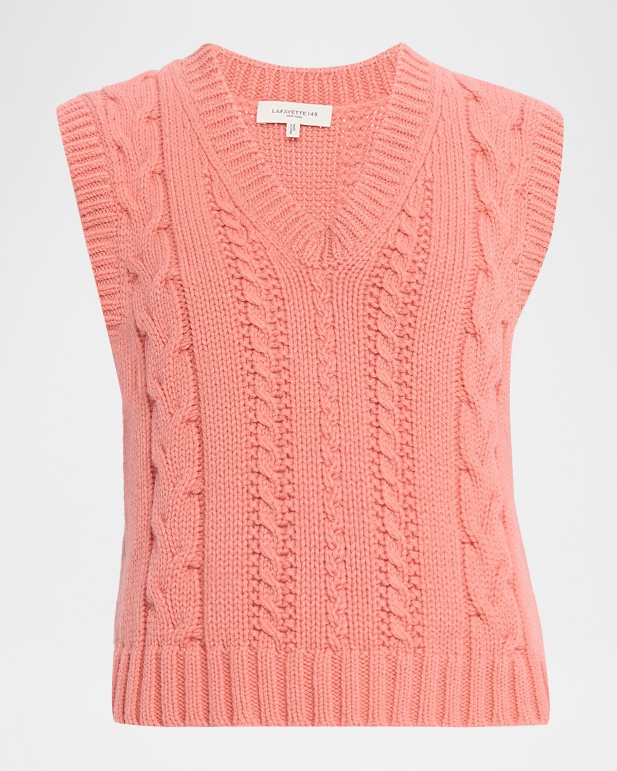Lafayette 148 New York Cabled Merino Wool-Cashmere Knit Vest
