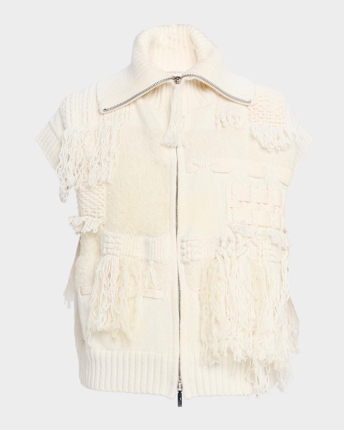 Lafayette 148 New York Fringed Chunky Knit Wool-Cashmere Vest