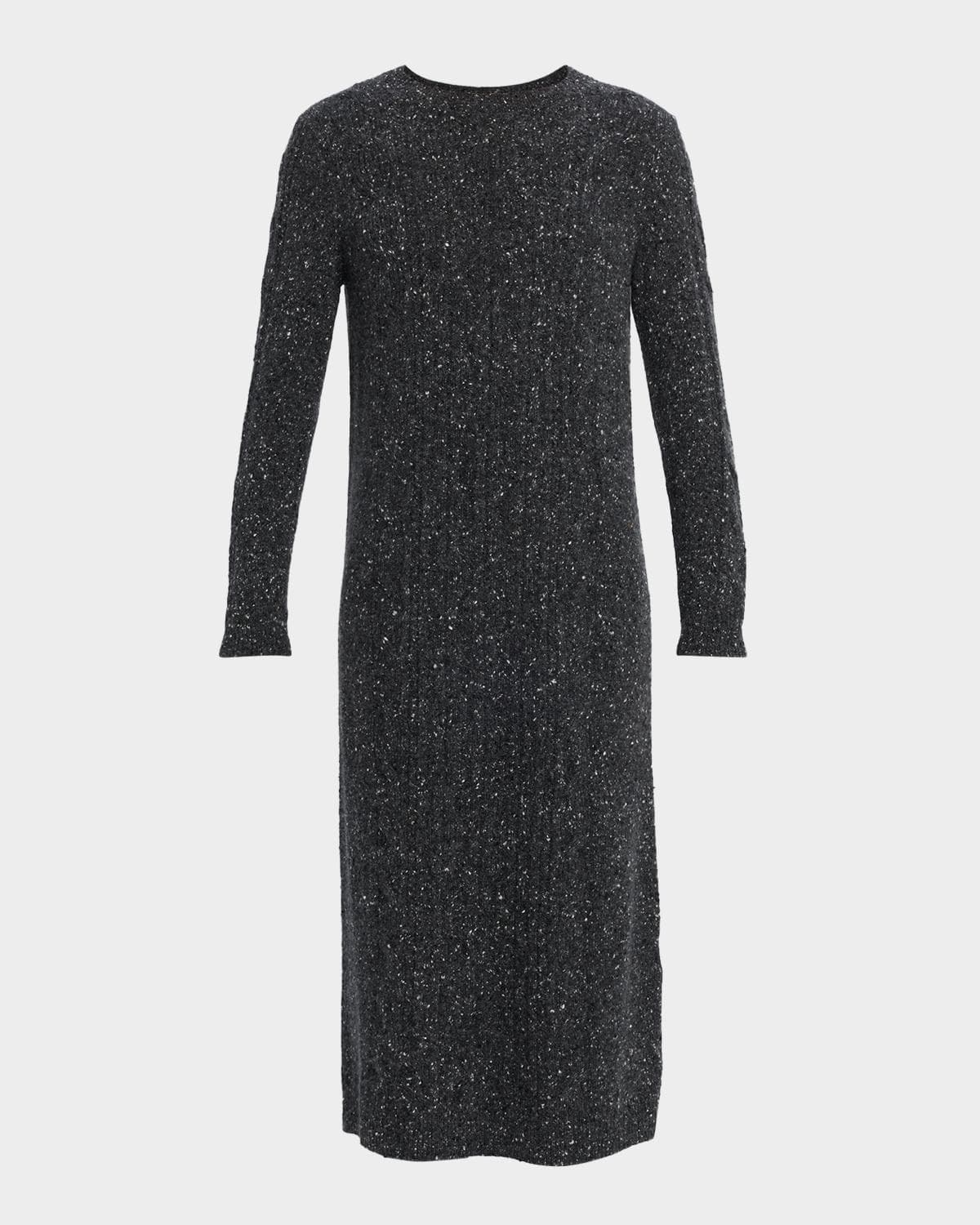 Lafayette 148 New York Cable-Knit Cashmere Donegal Midi Sweater Dress · LARGE