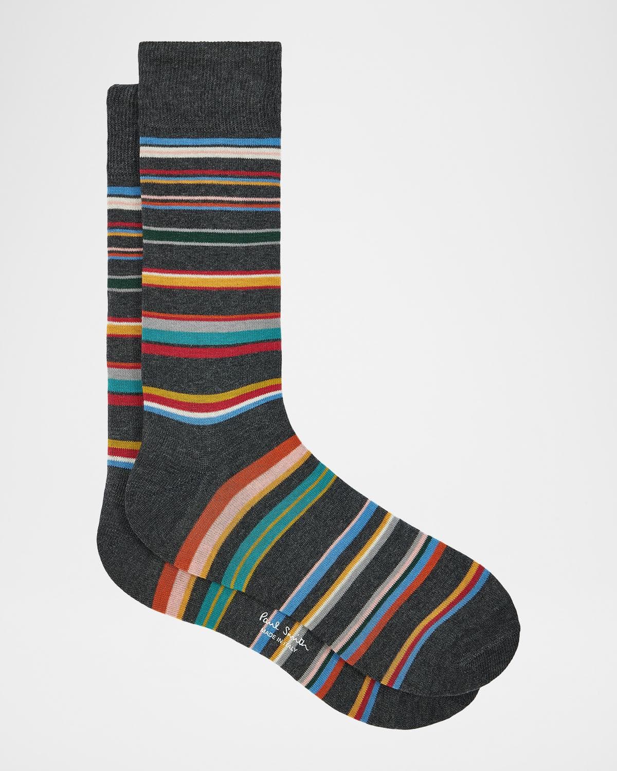 Paul Smith Men's Martin Signature Stripe Cotton Crew Socks