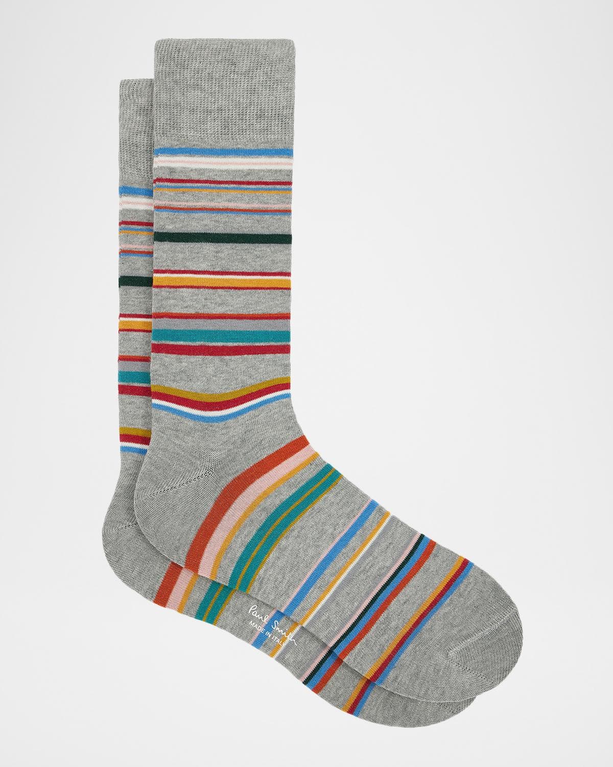 Paul Smith Men's Martin Signature Stripe Cotton Crew Socks