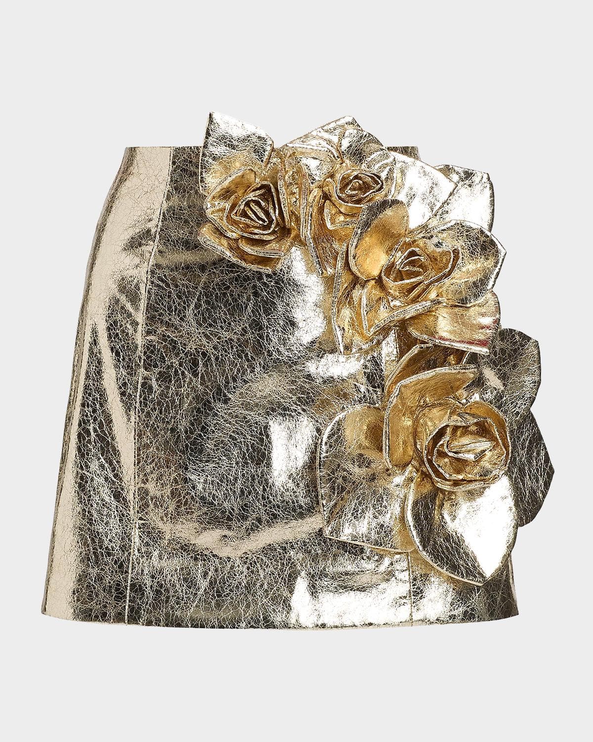 AKNVAS Aksel Metallic Faux Leather Mini Skirt