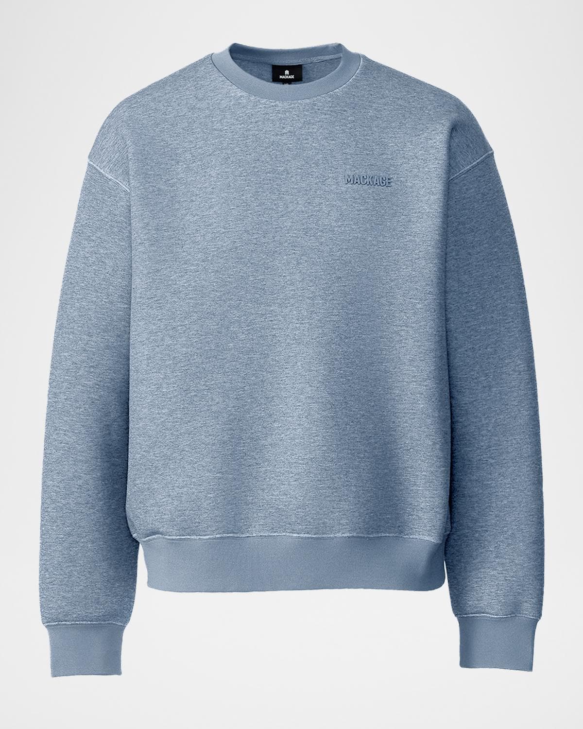 Mackage Men's Julian Double-Face Jersey Silicone-Logo Crewneck Sweater
