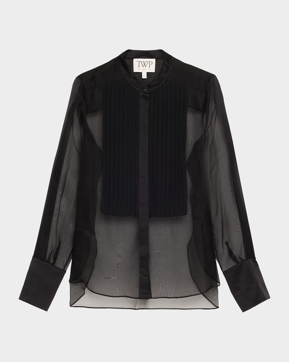 TWP Peyton Sheer Tuxedo Button-Front Shirt · LARGE