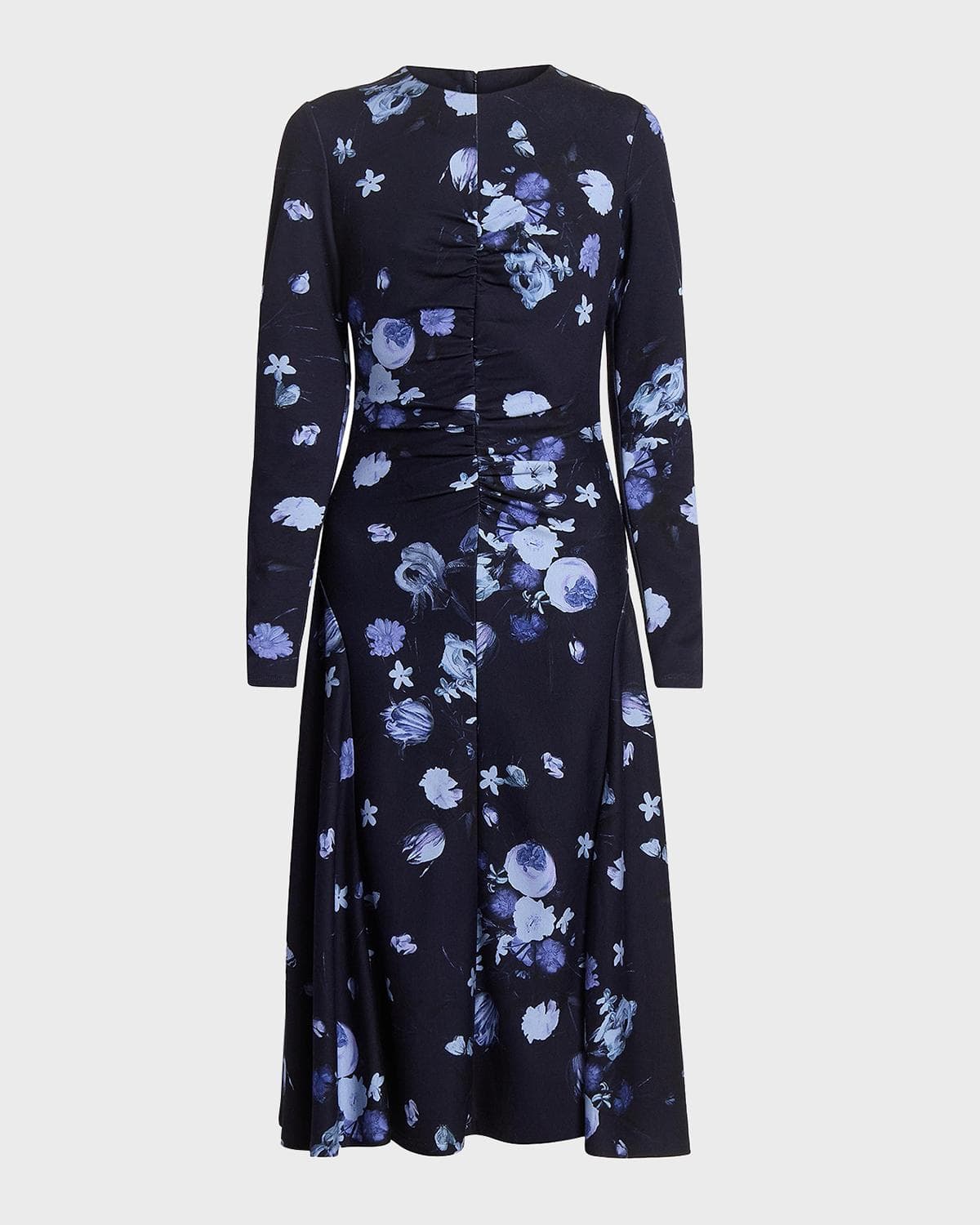 Erdem Floral Gathered Long-Sleeve Midi Dress · 4 UK (0 US)
