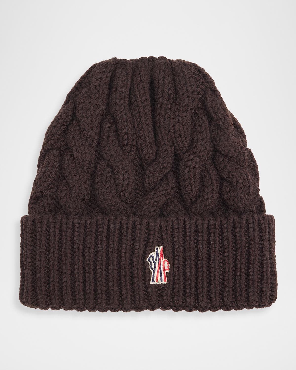 Moncler Grenoble Cable-Knit Wool Logo Beanie