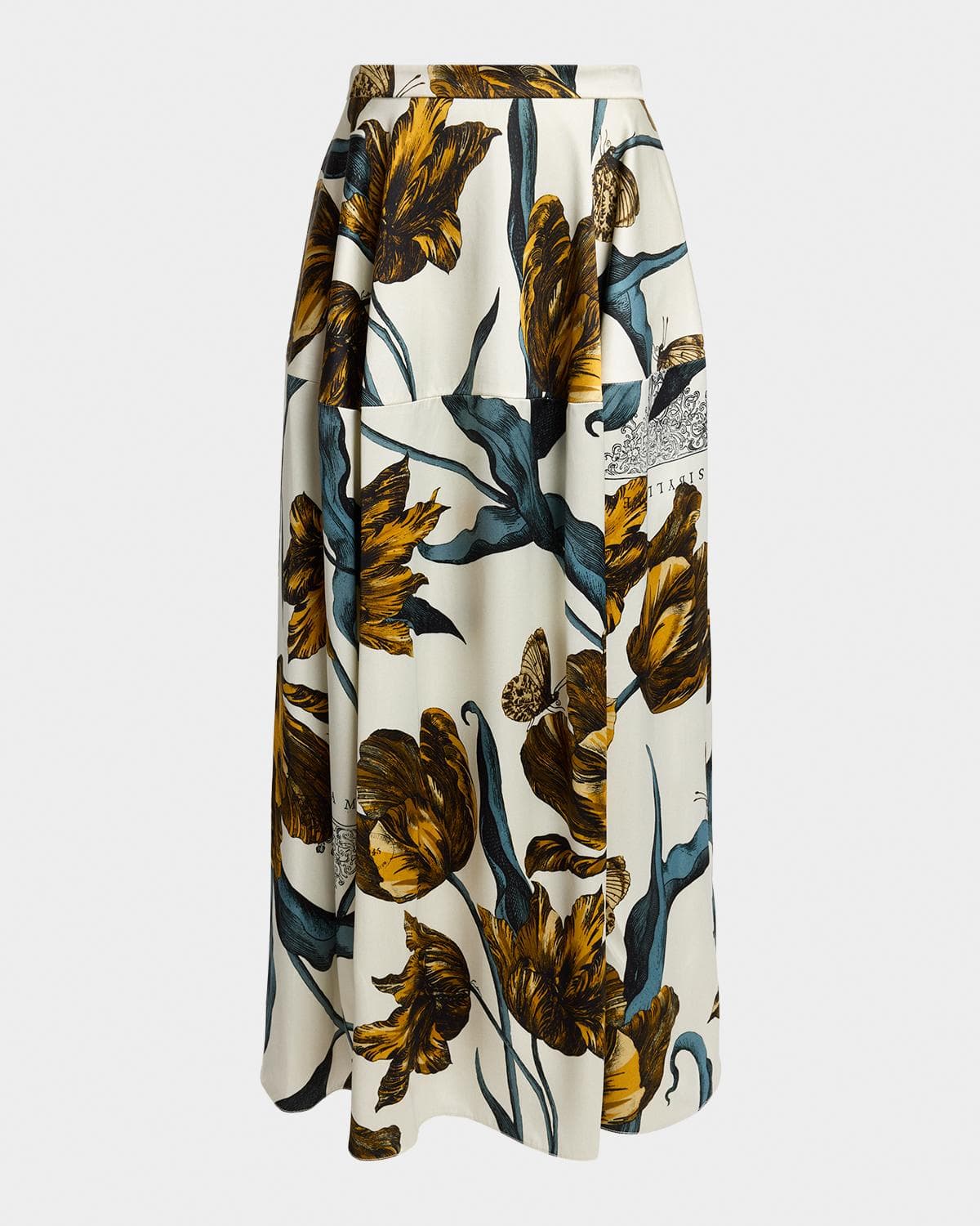 Erdem Floral-Print Duchess Midi Skirt · 10 UK (6 US)