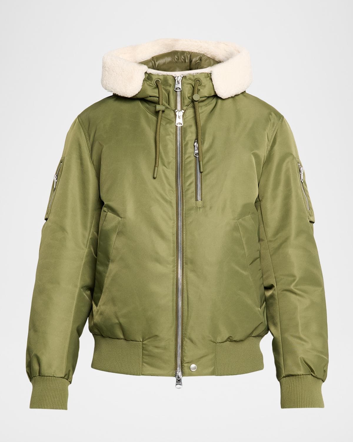 Mackage Men's August Bomber Jacket with Shearling-Trimmed Hood