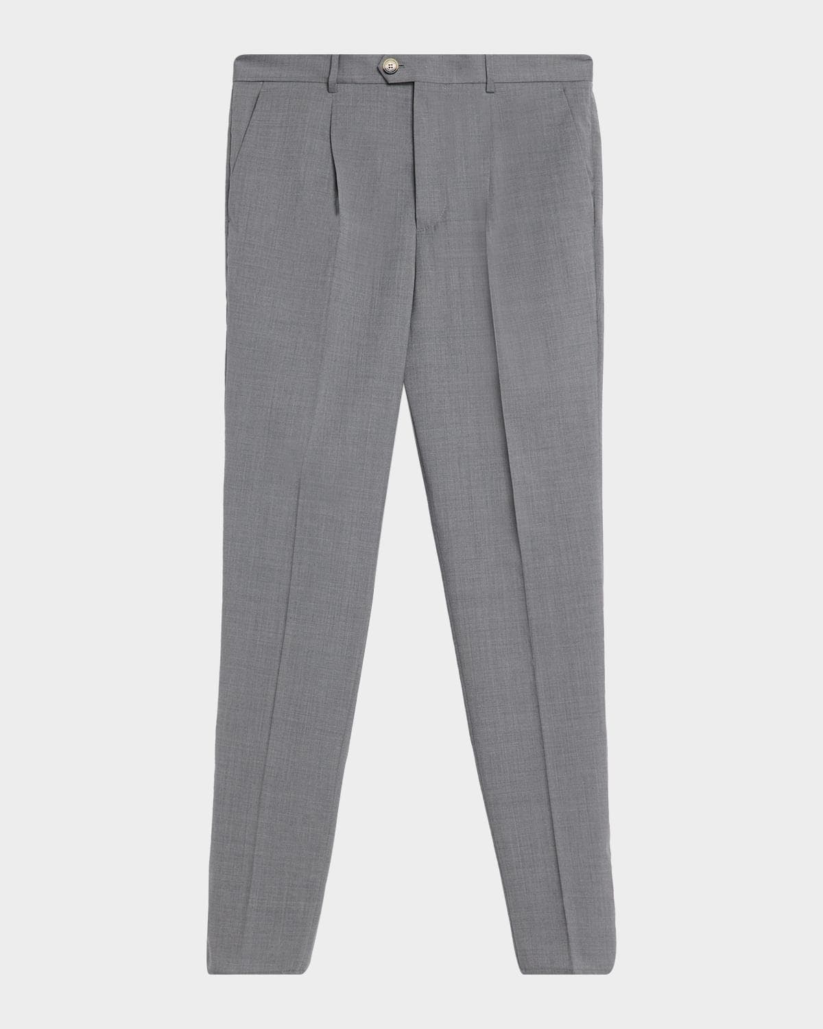 Brunello Cucinelli Men's Virgin Wool Sharkskin Pleated Trousers
