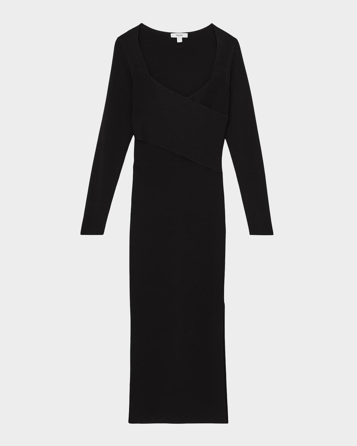 Reiss Sophia Wrap-Front Knit Bodycon Midi Dress · MEDIUM