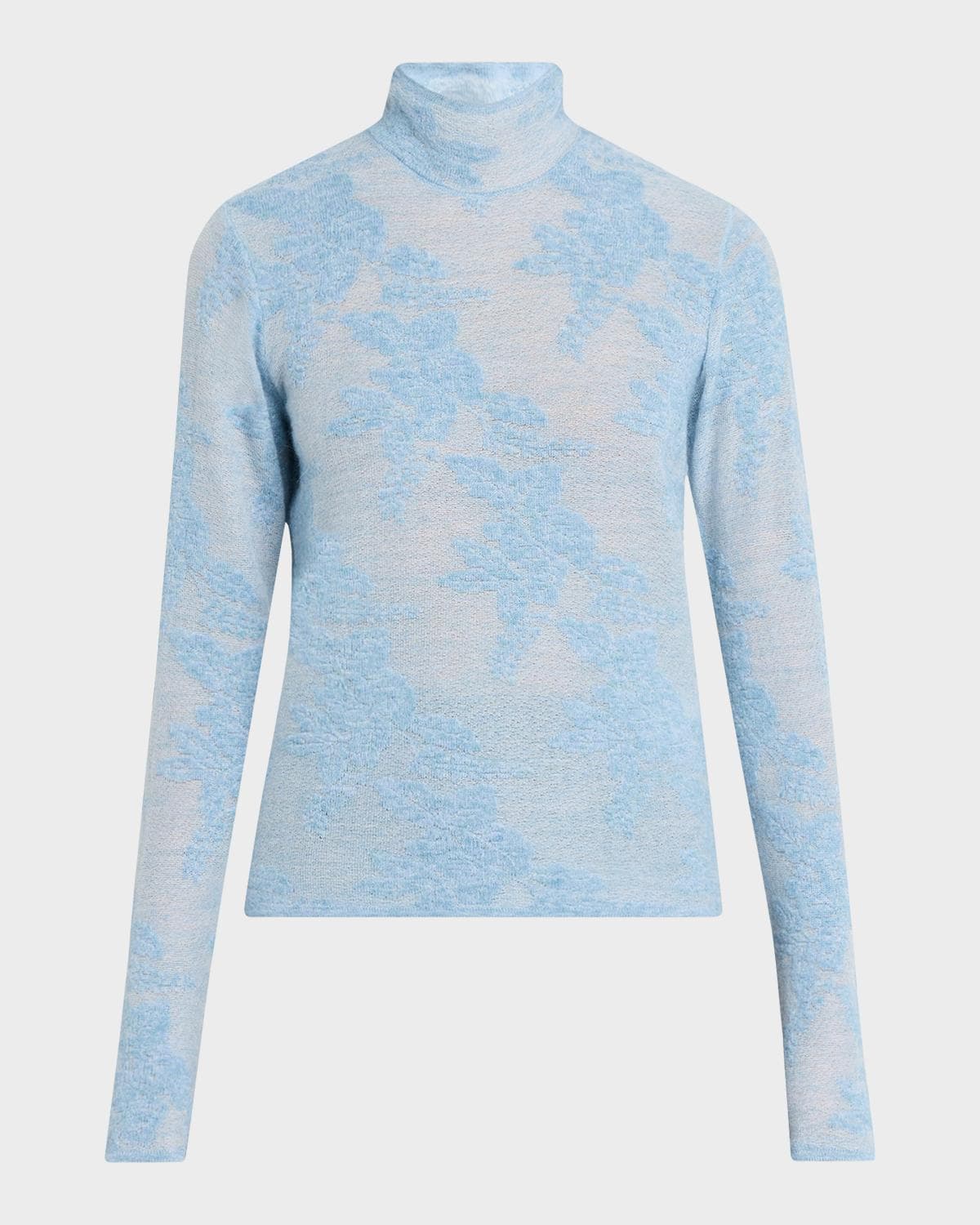 Ganni Sheer Floral Jacquard Turtleneck · SMALL