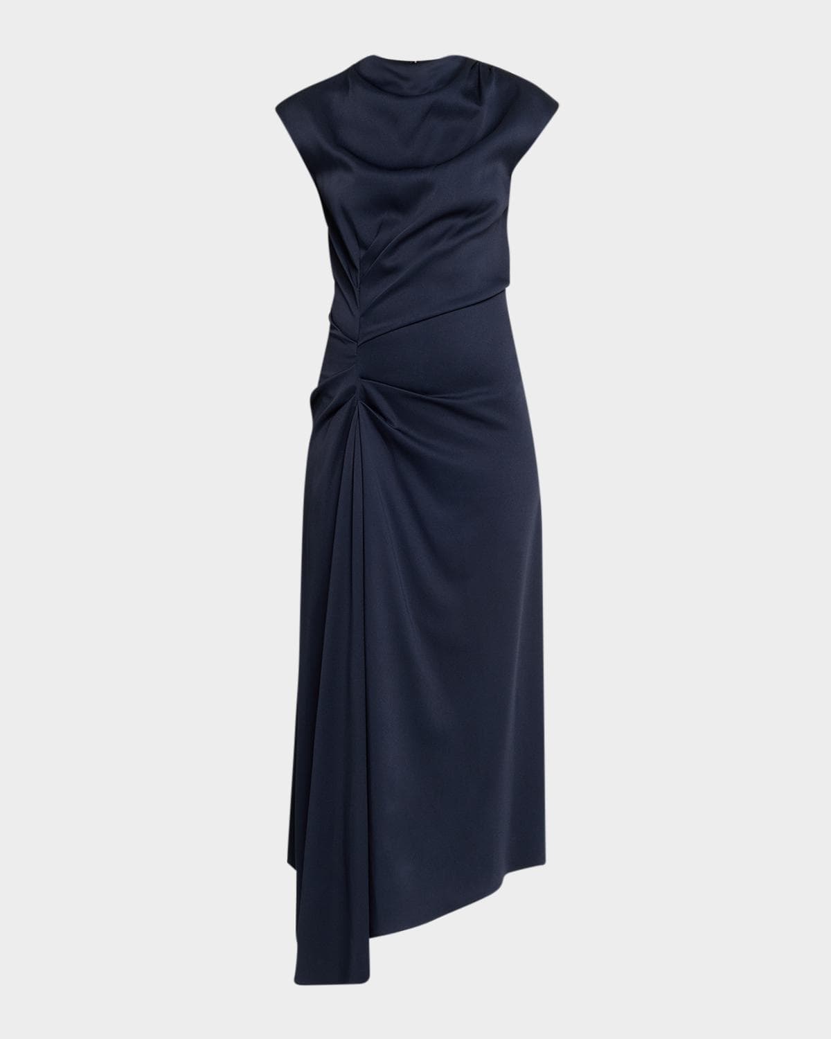 Michael Kors Collection Pleated Draped High-Neck Midi Dress