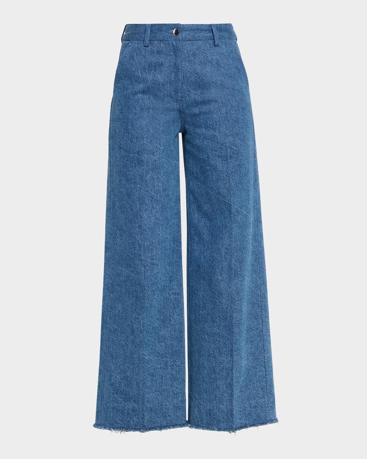 Michael Kors Collection Cropped Wide-Leg Denim Jeans
