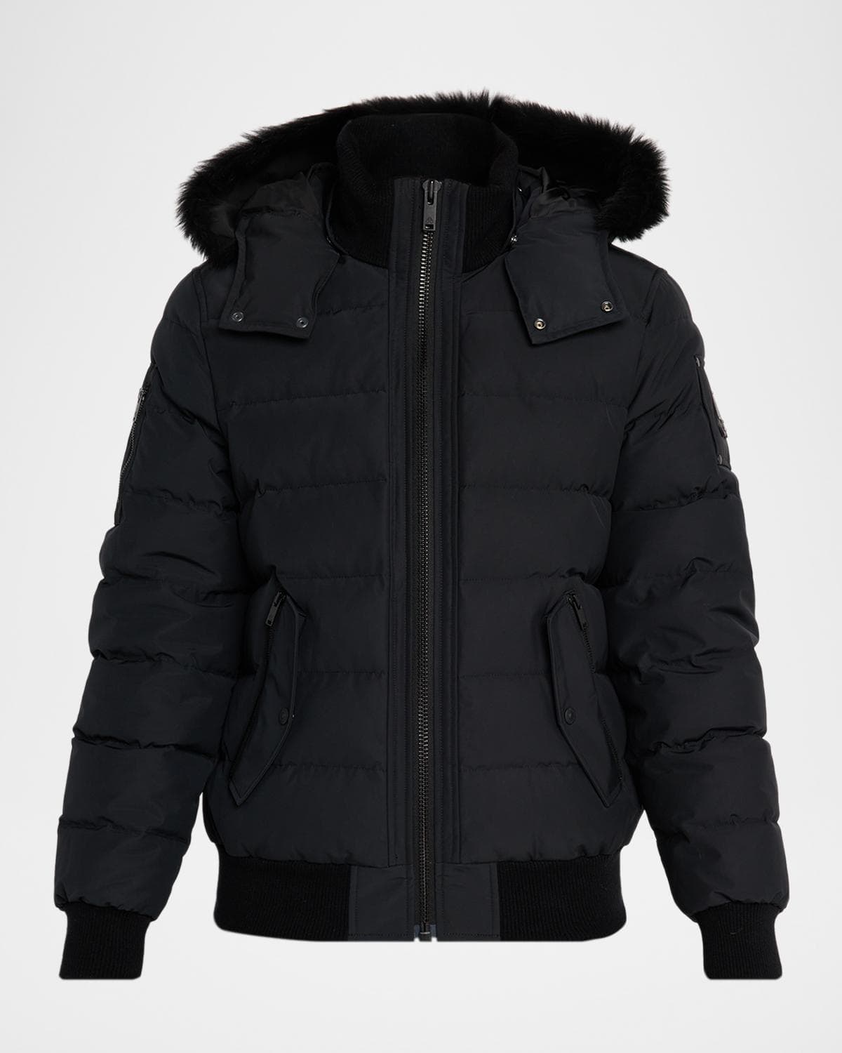 Moose Knuckles Men's Onyx Scotchtown Shearling-Trim Bomber Jacket