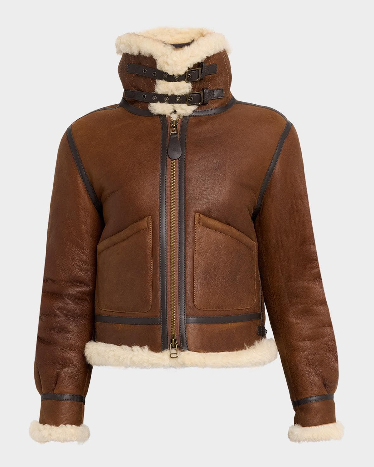 Polo Ralph Lauren Leather-Trim Shearling Aviator Jacket