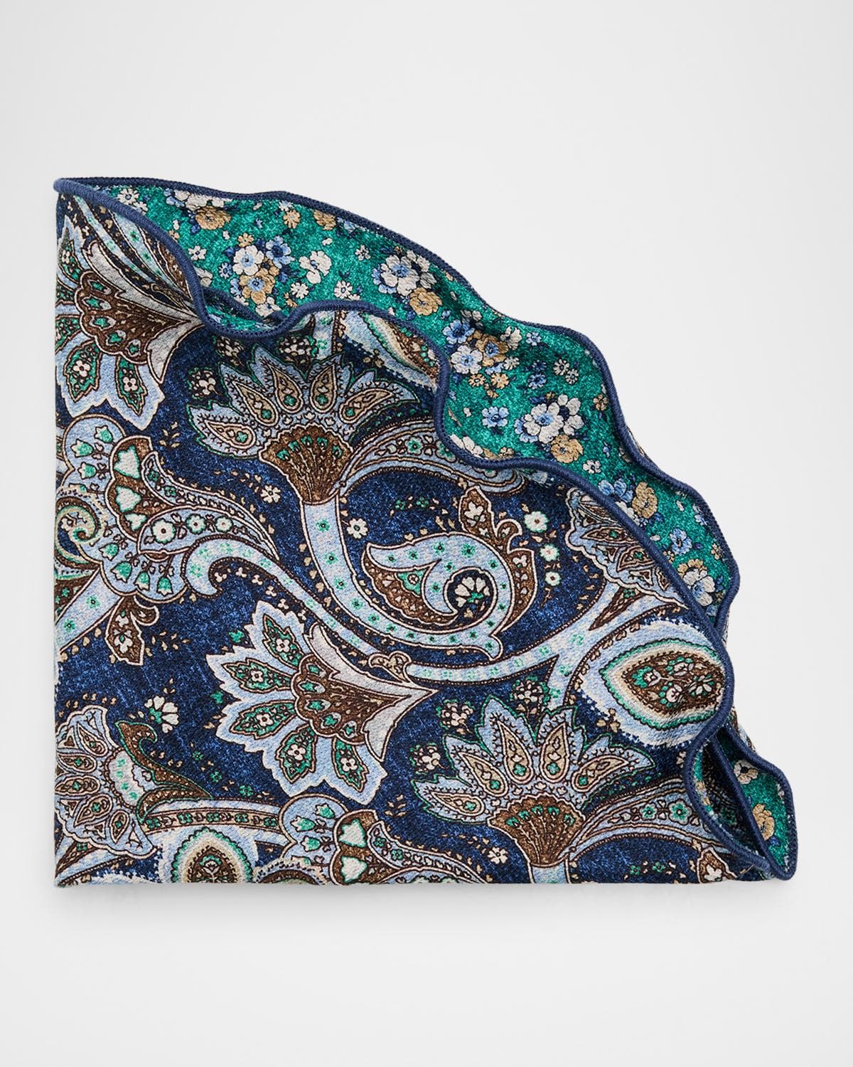 Edward Armah Men's Reversible Floral to Paisley Silk Pocket Circle