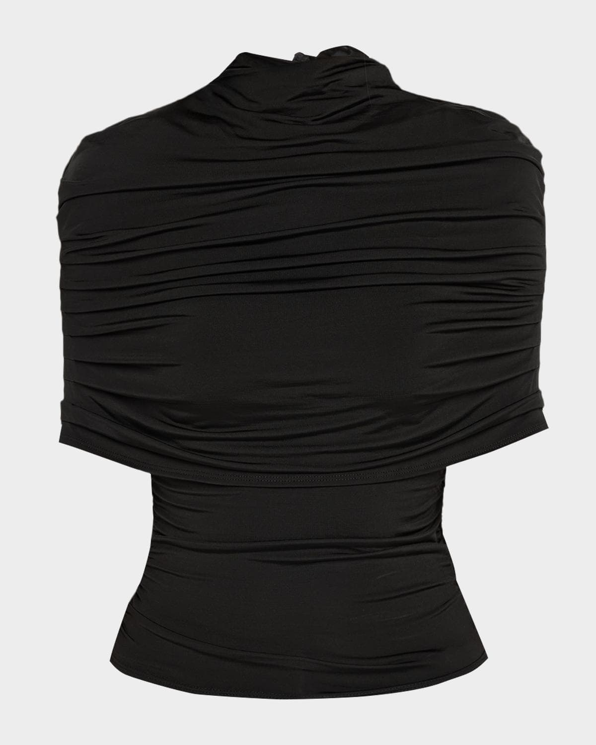 LAPOINTE Mock-Neck Ruched Jersey Top