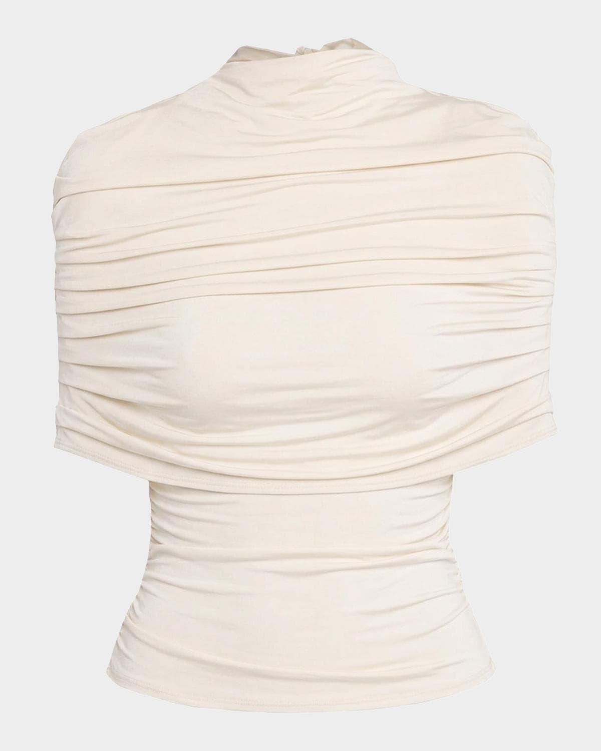 LAPOINTE Mock-Neck Ruched Jersey Top