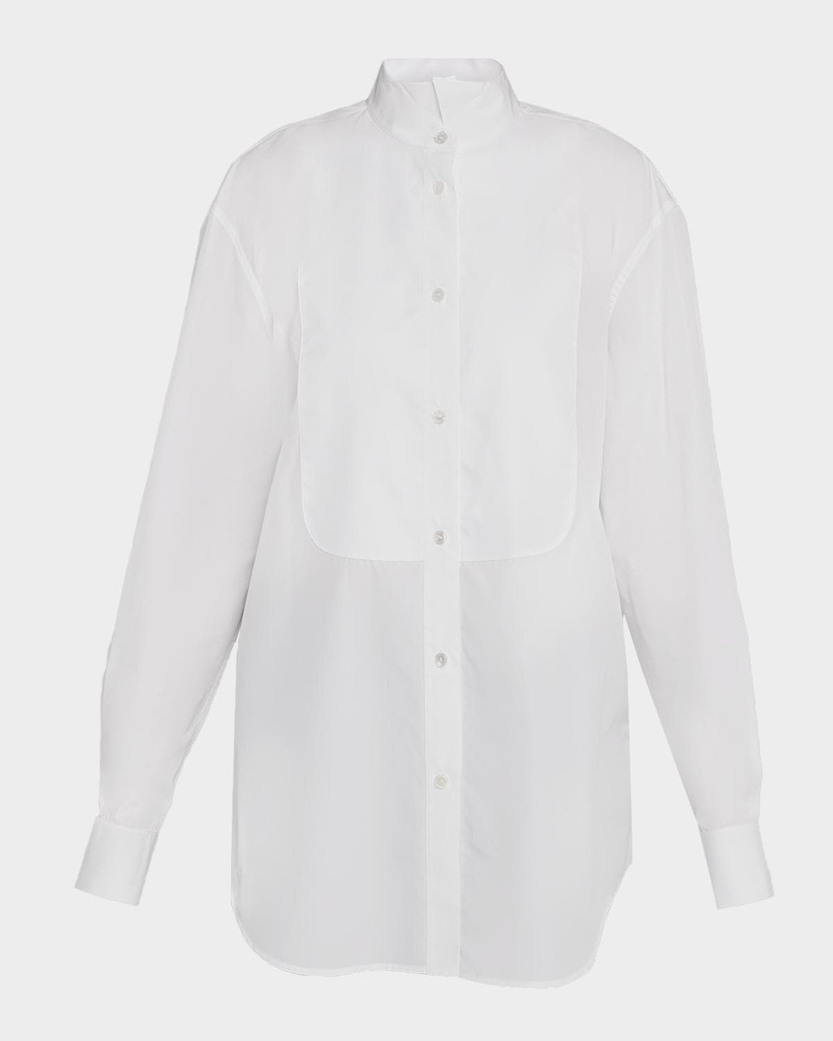 The Row Erelisse Bib Cotton Poplin Tuxedo Shirt