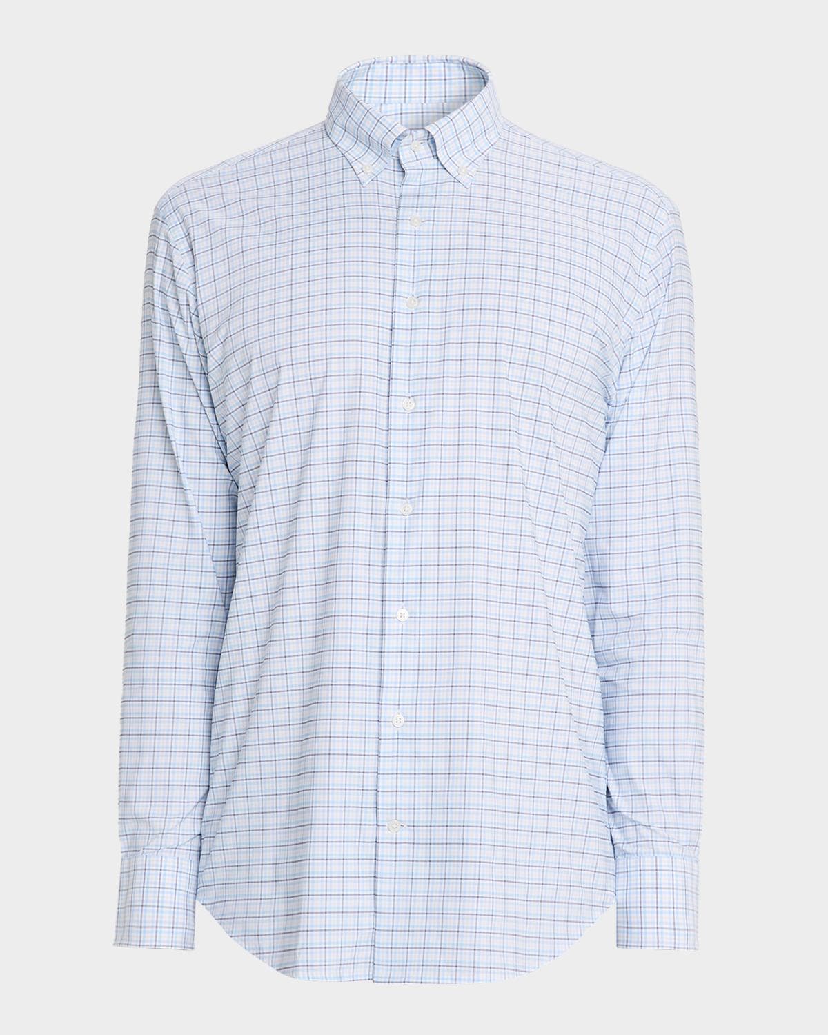 Peter Millar Men's Casey Performance Twill Plaid Sport Shirt