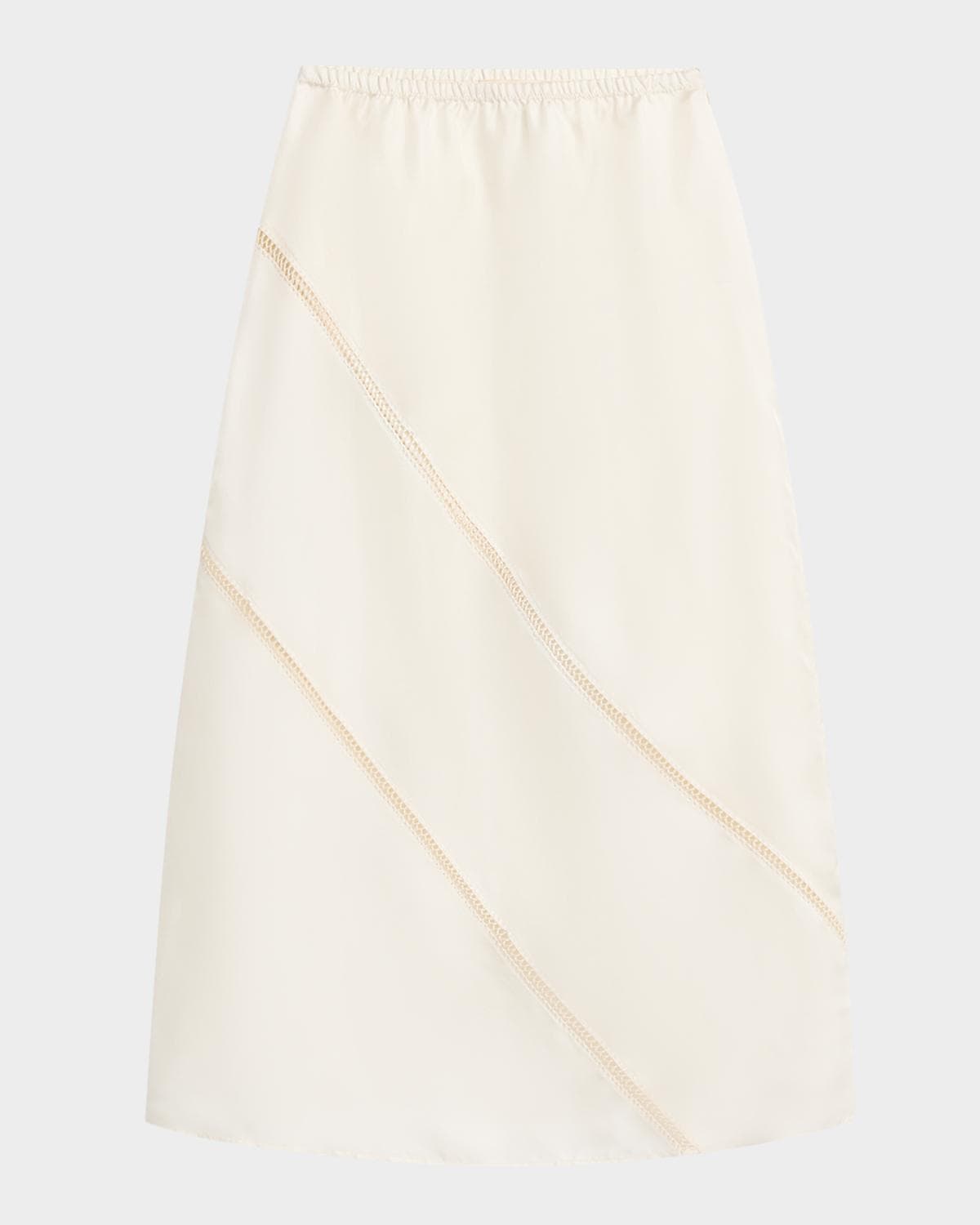 Diotima Tobago Lattice-Inset Silk Midi Skirt · 1