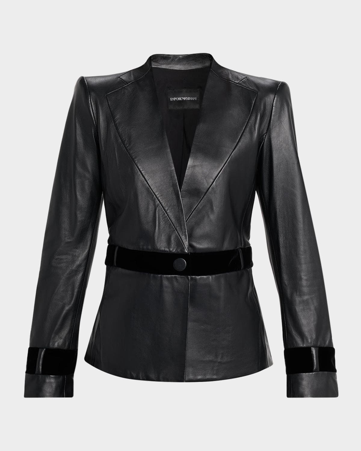 Emporio Armani Single-Button Leather Jacket · 42