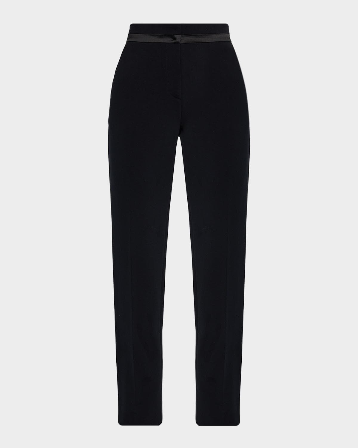 Emporio Armani Satin-Waist Straight-Leg Trousers