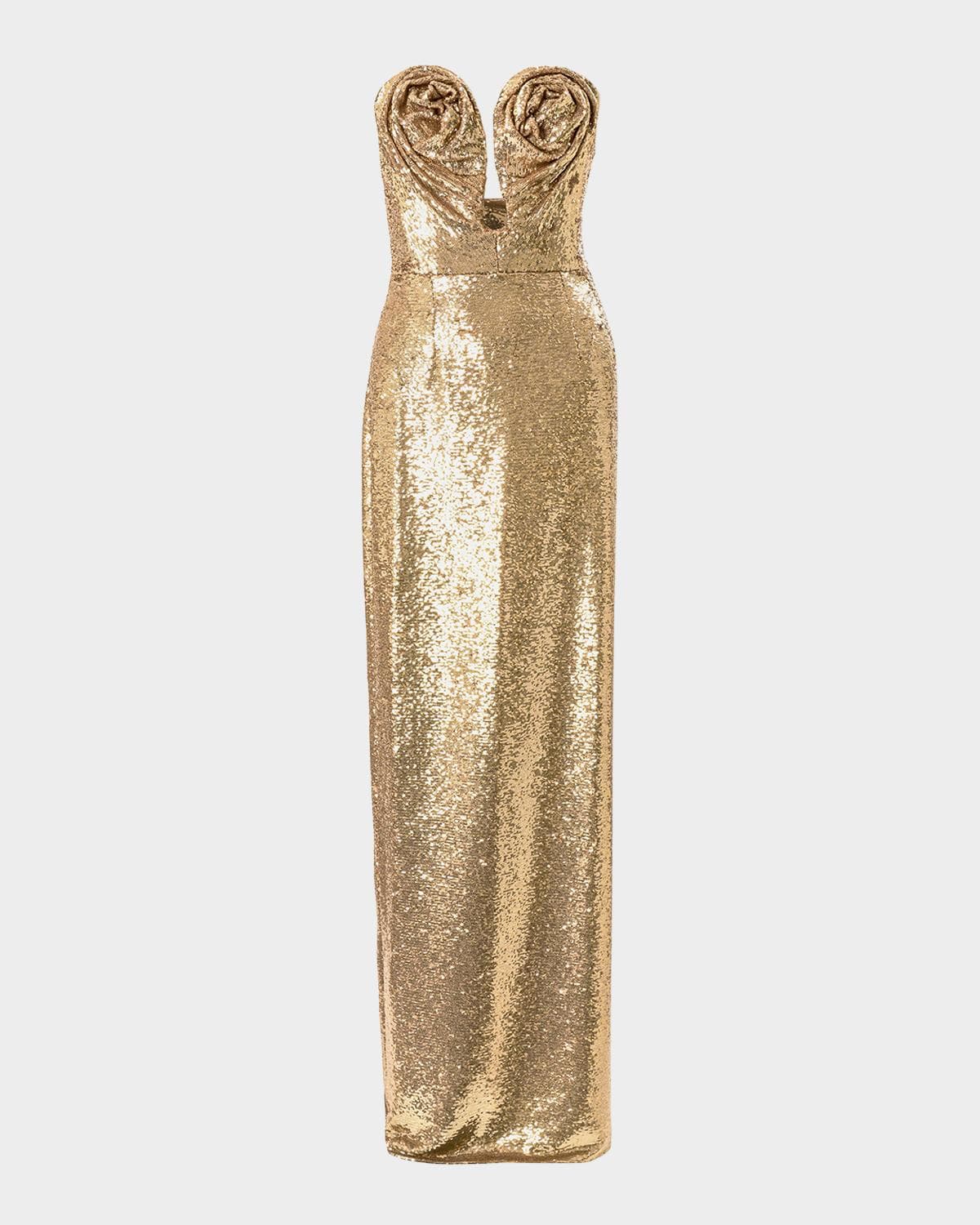 Carolina Herrera Strapless Rose Sequined Gown