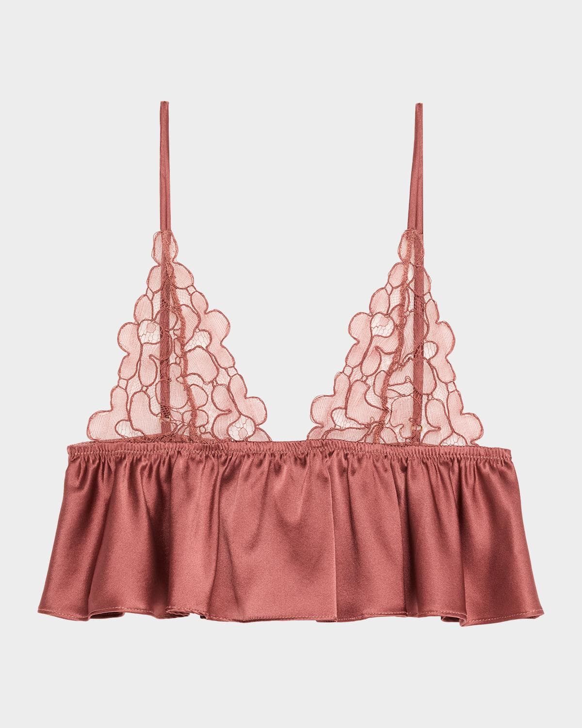 Kiki De Montparnasse Amelie Silk Charmeuse Ruffle & Lace Soft Bra · L