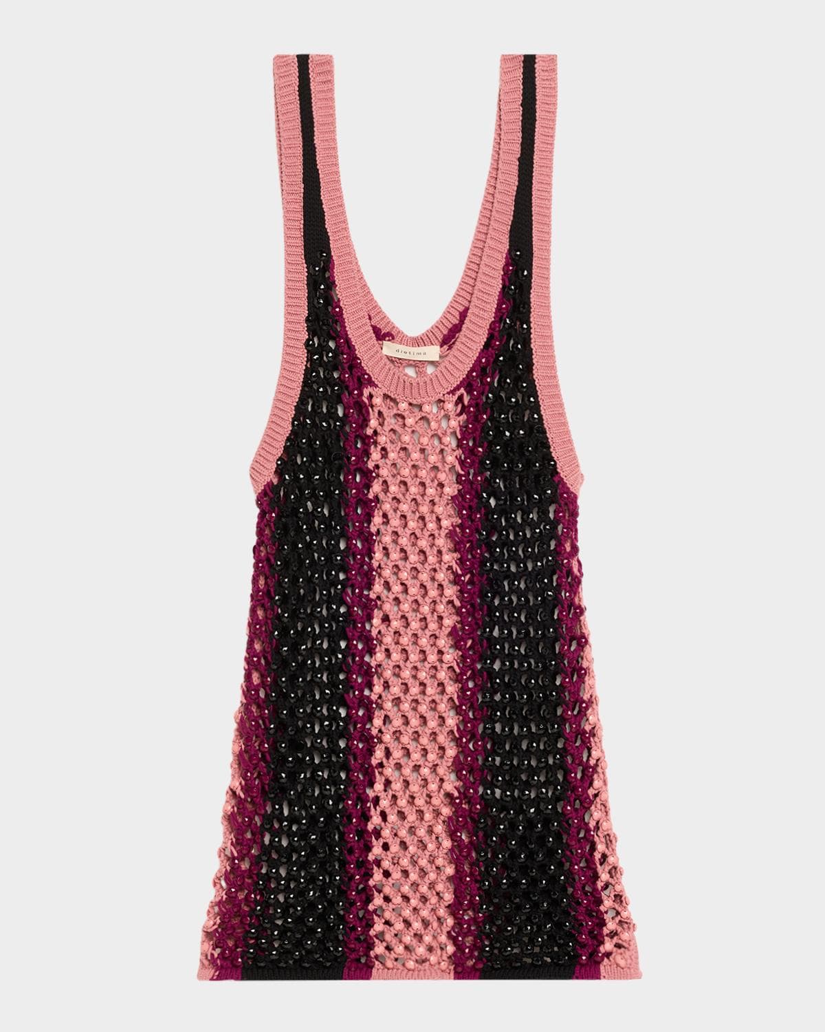 Diotima Dennis Striped Crystal Crochet Tank Top · 0