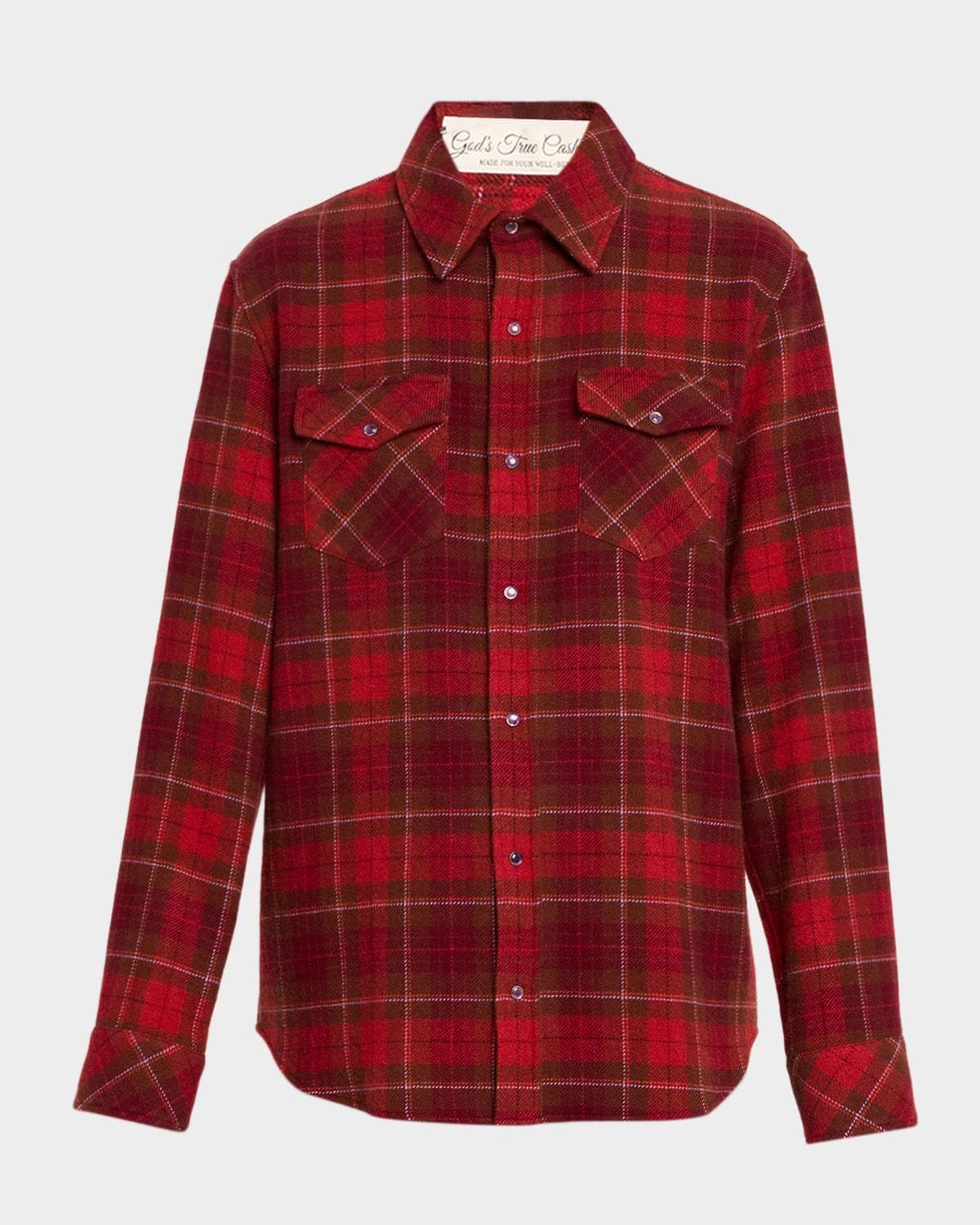 God's True Cashmere Love Tartan Cashmere Flannel Shirt · XS