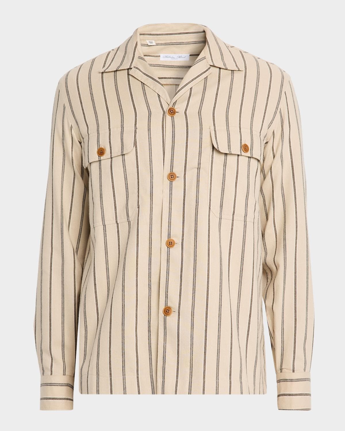 Salvatore Piccolo Men's Cotton Multi-Stripe Dual-Pocket Overshirt