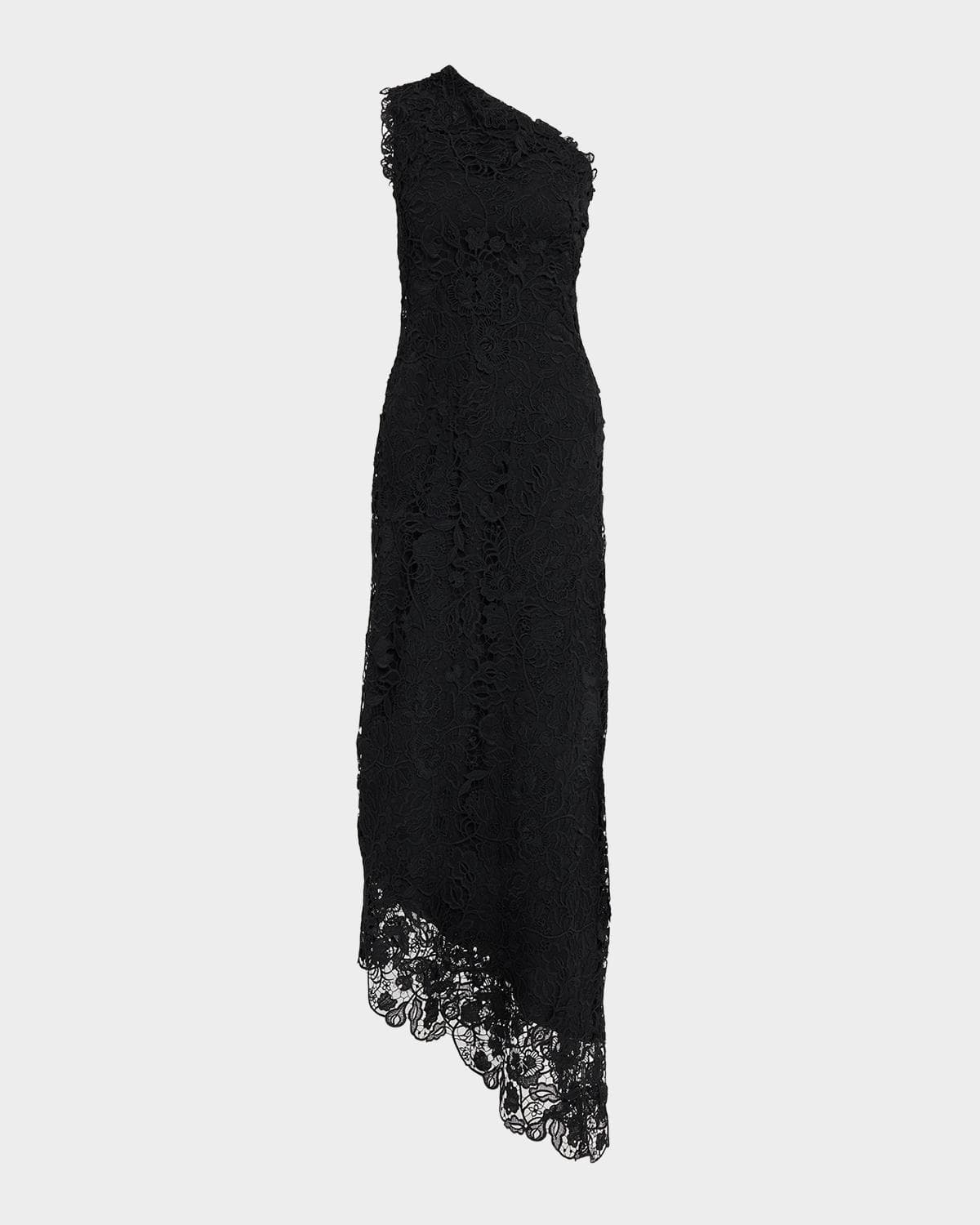 Monique Lhuillier Asymmetric Guipure Lace One-Shoulder Fown · 12