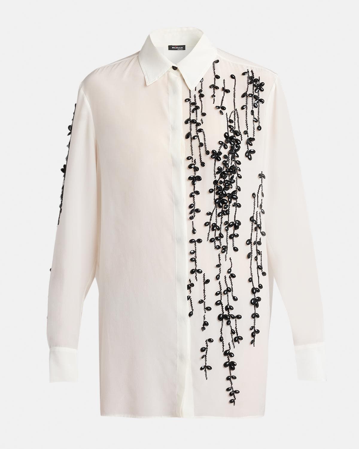 Kiton Crystal Silk Collared Tunic Shirt