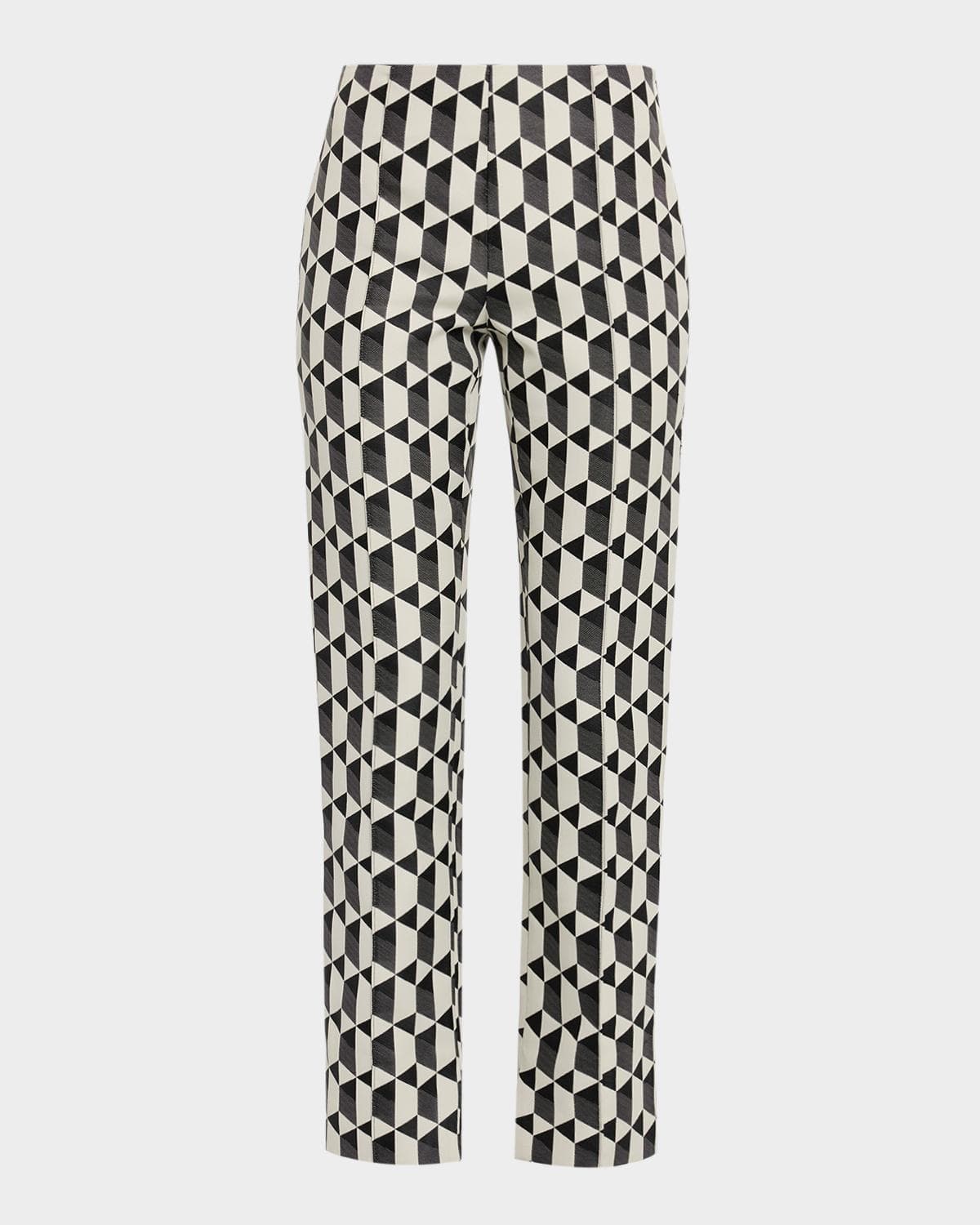 Amir Taghi Lisa Geo Jacquard Straight-Leg Split Pants