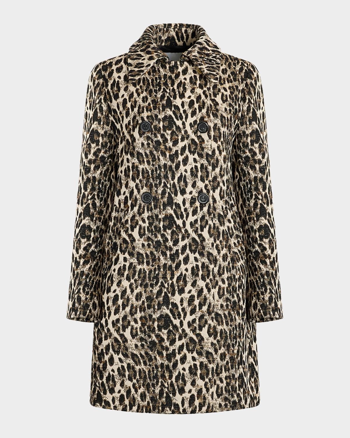 Callas Milano Perry Animal Jacquard Double-Breasted Coat