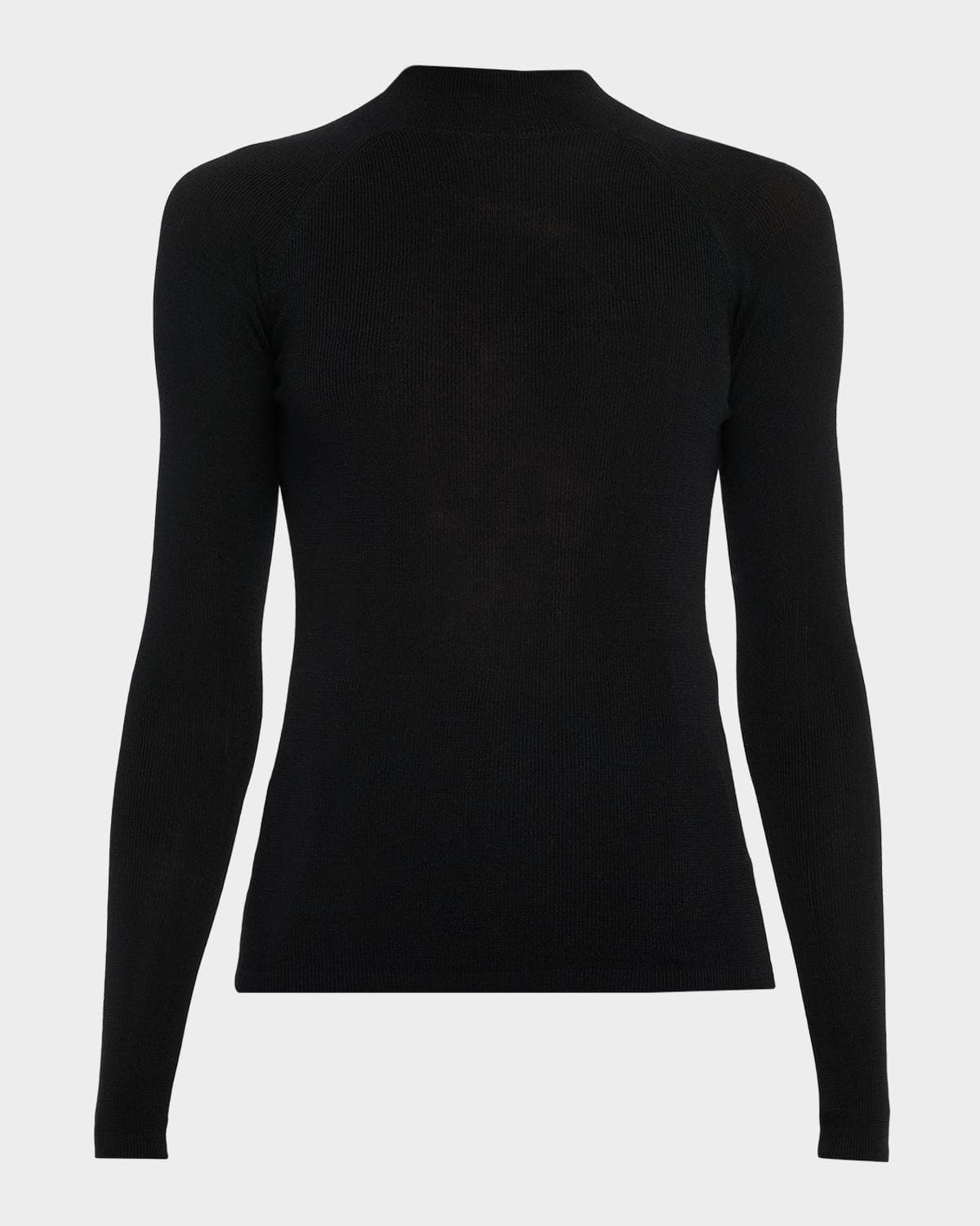 Majestic Filatures Mock-Neck Merino Silk Micro Rib Knit T-Shirt · 1