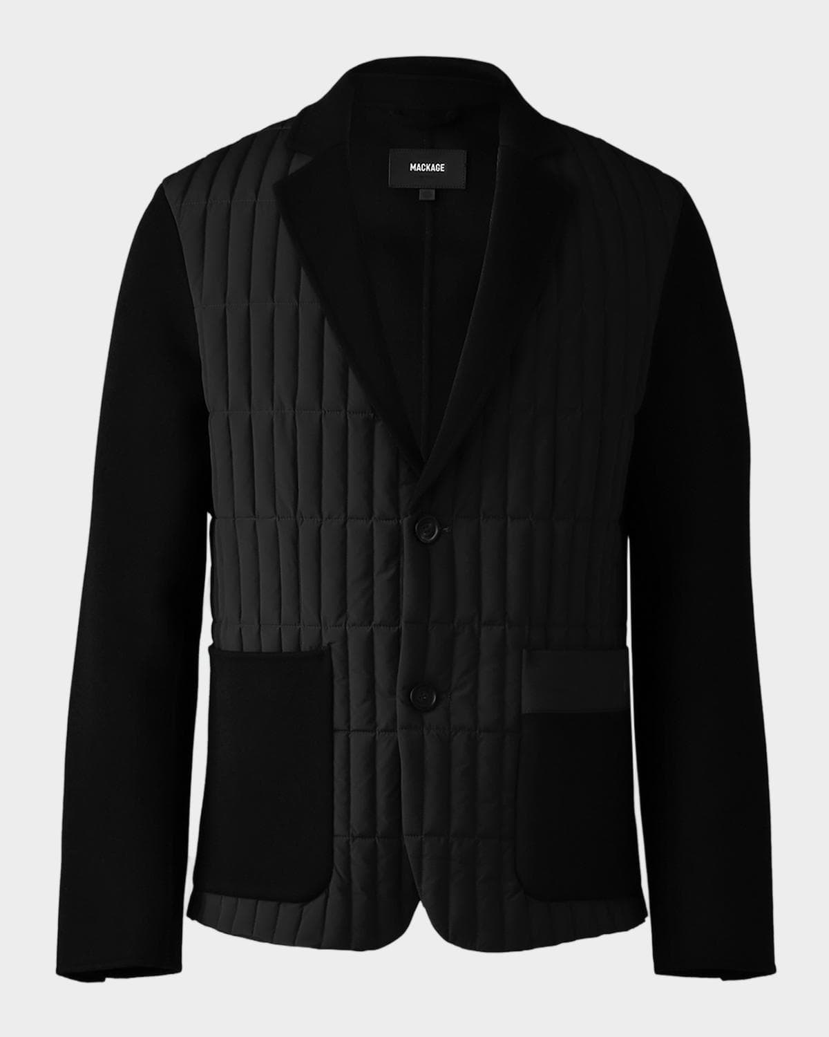 Mackage Men's John Vertical Quilted Mixed-Media Blazer · 36